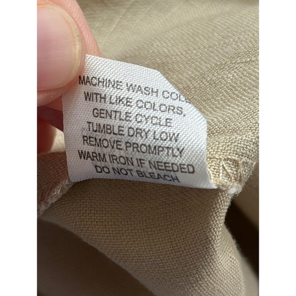 QUINCE Organic Linen Shirt Dress Button Front Belted Midi Beige Women's Size M - Picture 7 of 7